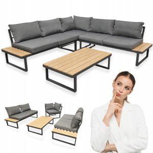 NAROŻNIK OGRODOWY XXL NM-28 MEBLE OGRODOWE ZESTAW MEBLI OGRODOWYCH BRĄZOWY